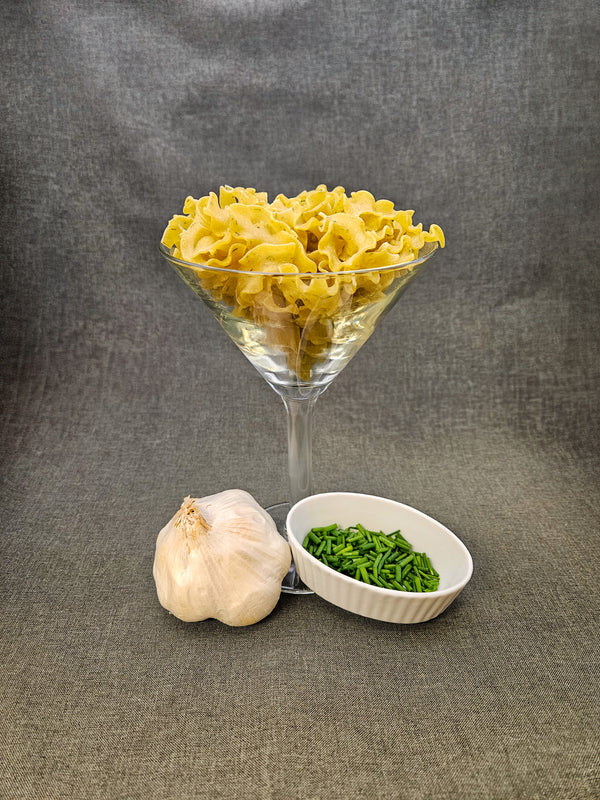 Pappardelles' Garlic Chive Pasta Luce Mafaldine